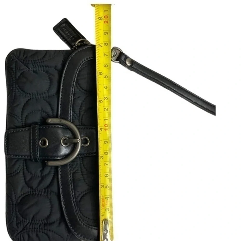 Coach nylon and black leather stitched wristlet clutch bag vintage y2k soho